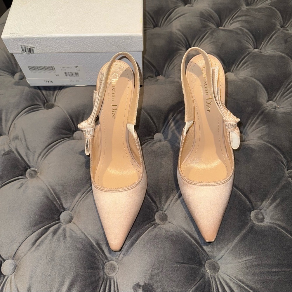 New Size 38.5 Christian Dior J'adior Satin Slingback Nude Pumps - Picture 3 of 12